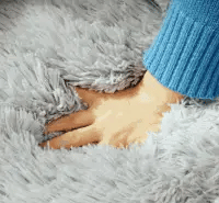 human hand feeling the soft fabric of cat cave bed