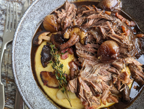 Braised Ox Cheek with Cheesy Polenta