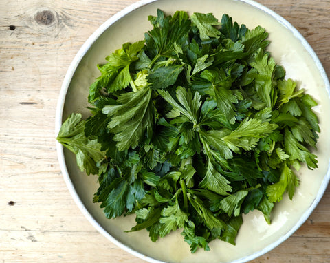 Celery leaves, a perfect addition for Richard H. Turner's creamed spinach