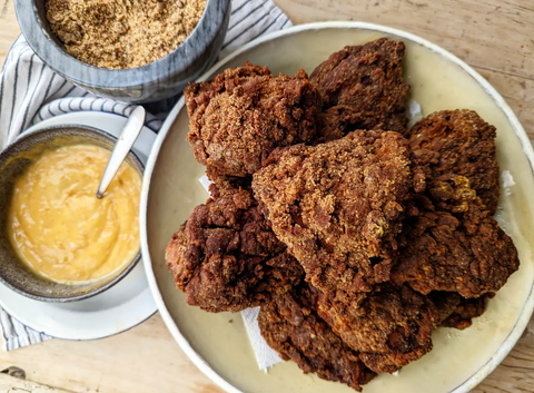 Richard H.Turner’s Fried Coronation Chicken with Coronation Mayonnaise and Salt and Pepper Almond Praline