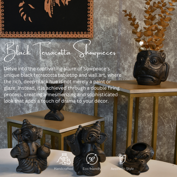 Black terracotta decor showpieces Online by Sowpeace