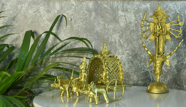 Dhokra art collection with two dhokra brass decor that are crafts of India