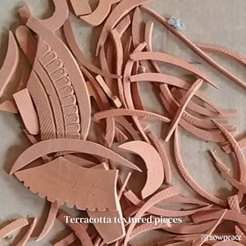 Pieces of terracotta for wall art