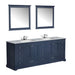 Lexora Dukes 84" Navy Blue Double Vanity, White Carrara Marble Top, White Square Sinks and 34" Mirrors w/ Faucets Bathroom Vanity Lexora 