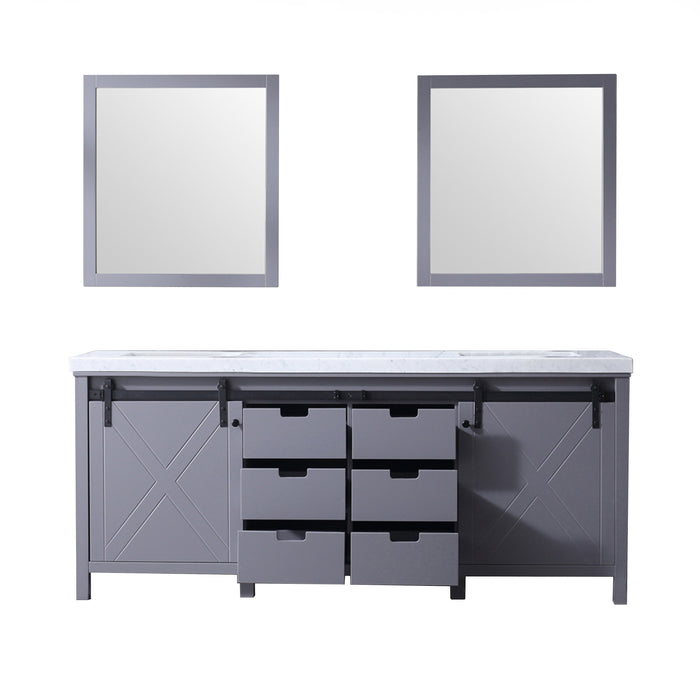 Lexora Marsyas 80" Dark Grey Double Vanity, White Carrara Marble Top, White Square Sinks and 30" Mirrors Bathroom Vanity Lexora 