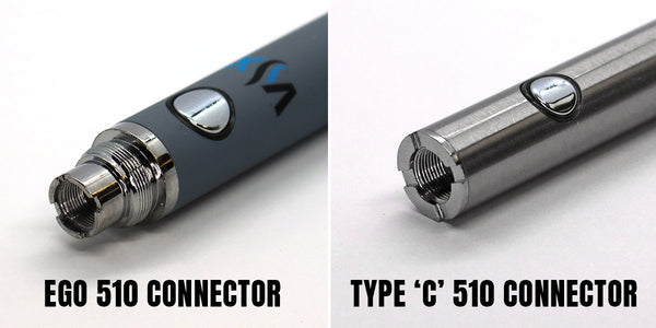 Type C and Ego vape battery connector thread types