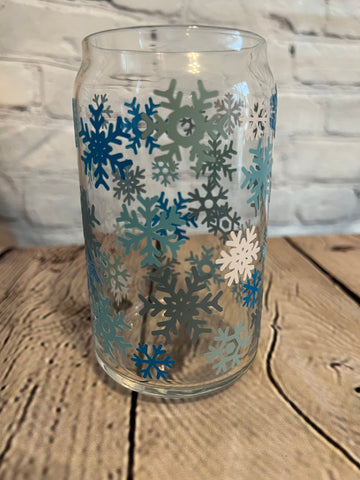 Snowflake Pattern Beer Can Glass