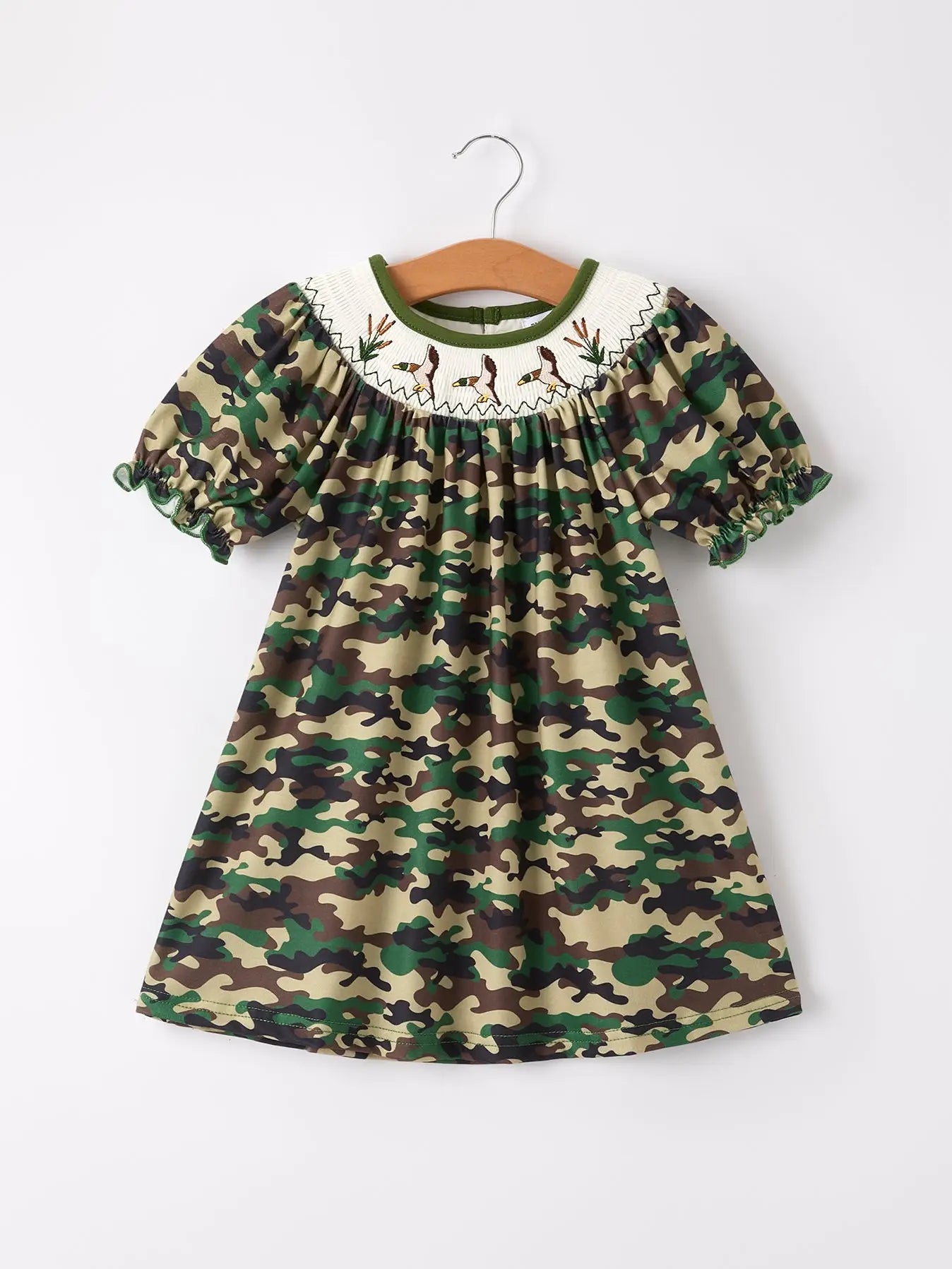 Camouflage Duck Smocking Dress