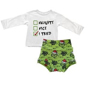 I Tried Grinch Bummie Set - Mini Amore Children's Boutique