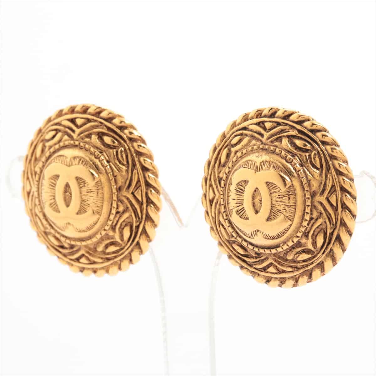 Chanel COCO Mark Earrings Gold Plated Gold - Allu USA