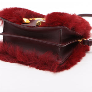 Jimmy Choo Madeline Fur x Leather Shoulder Bag Bordeaux - Allu