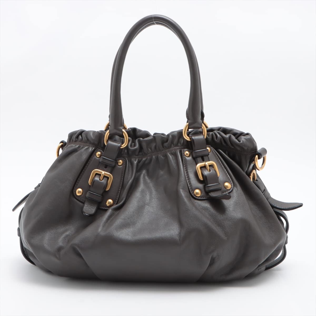 PRADA Leather 2WAY Handbag Gray - Allu USA