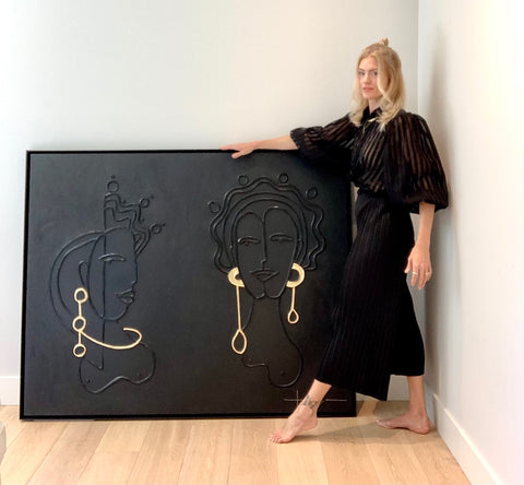 Taryn Brown with Dos Reinas porcelain and gold leaf on birch panel