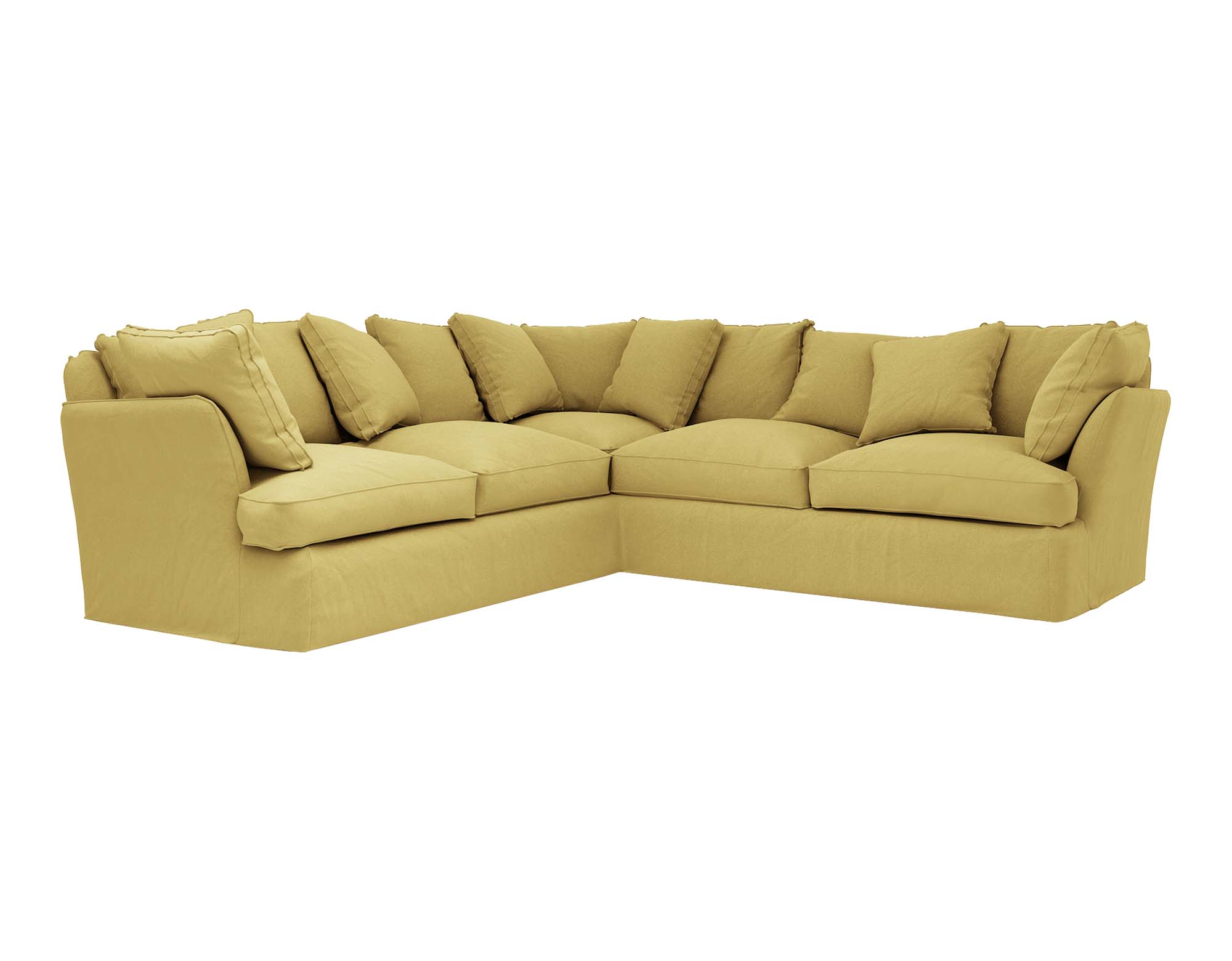 Otter Yellow 3x3 Corner Sofa with Box Edge made in Citrine Italian Linen
