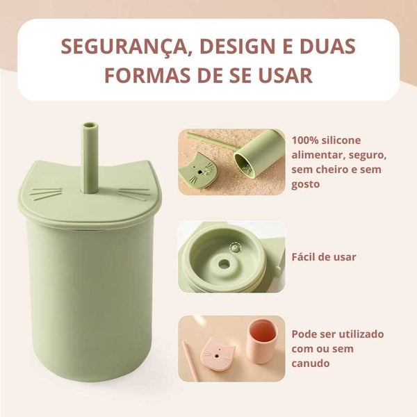 copo de silicone com canudo infantil treinamento