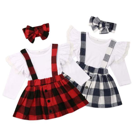 Conjunto Xadrez Jardineira Bebe Menina | 1-5 Anos