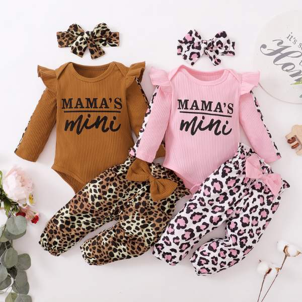 Conjuntos Mamas Mini Bebê Menina Calça + Blusa + Laço de Cabelo