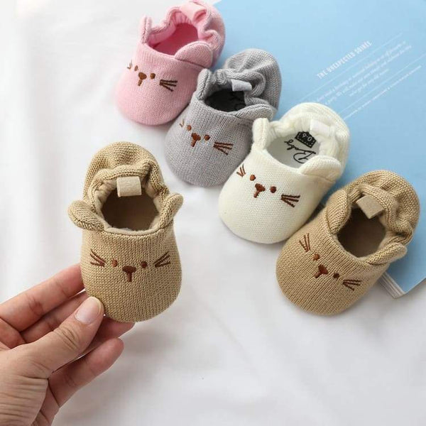 Pantufinha Tricot Gatinha de Bebê | 0-18 Meses