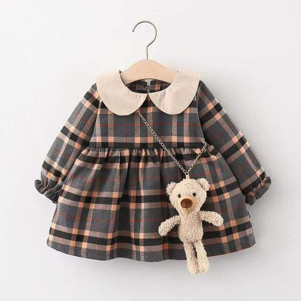 Vestidos Quadriculados Bebê Menina c/Ursinho