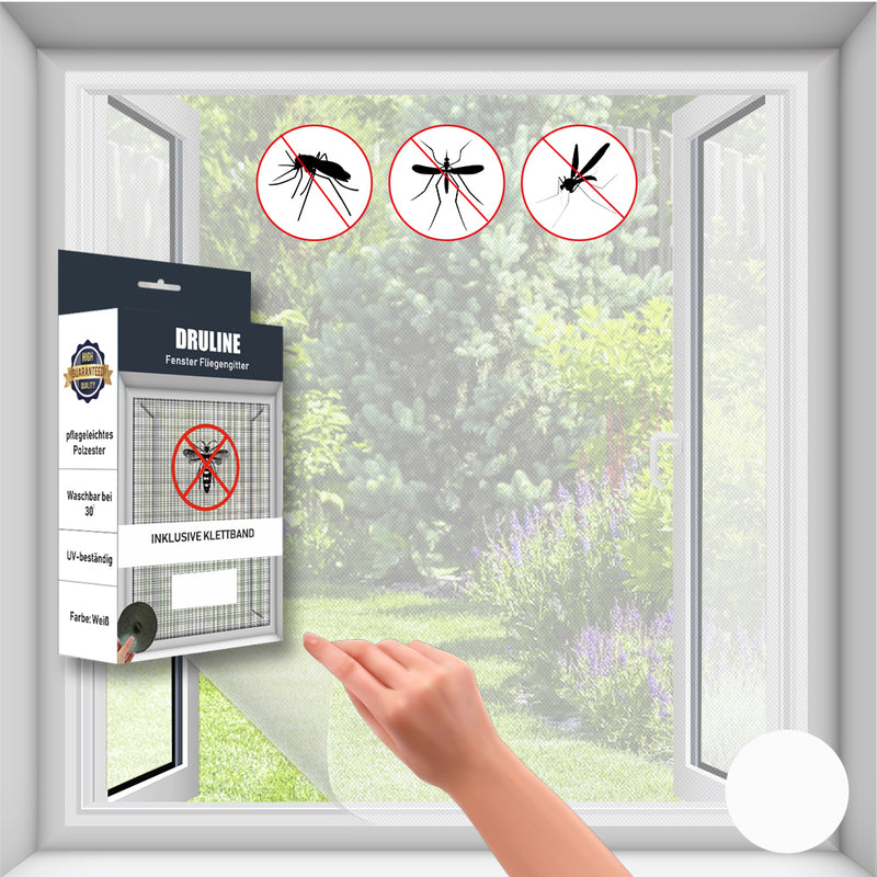 Fliegengitter Insektenschutz Mückenschutz schwarz weiss Dachfenster (Weiß, 150x300cm)