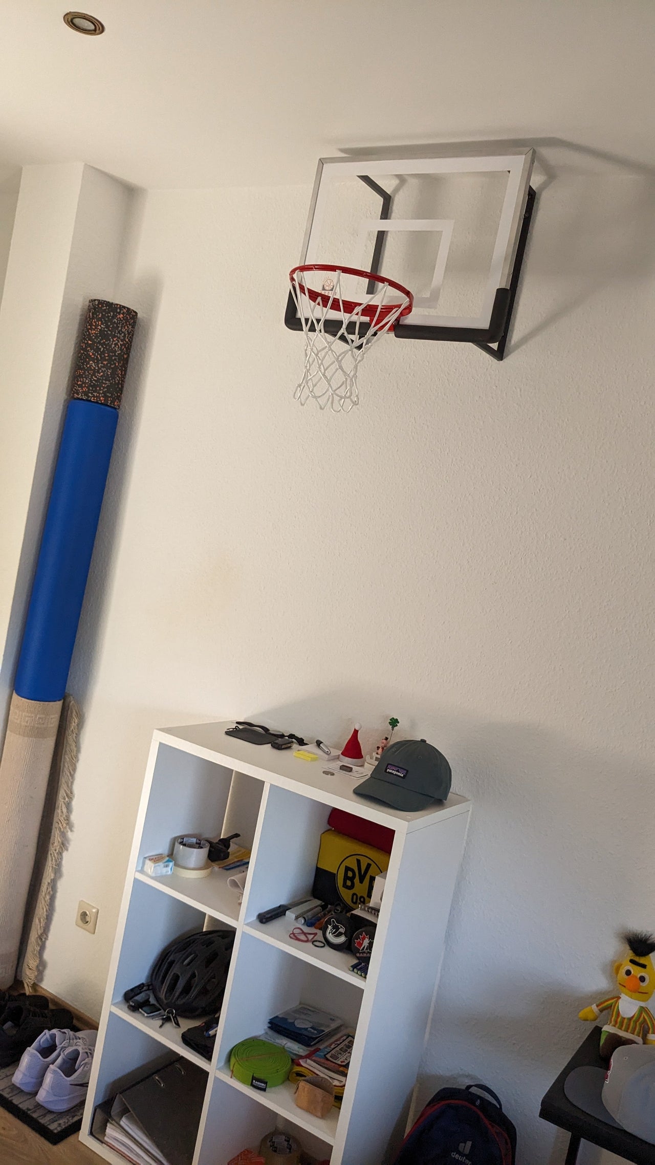 21x16 WHITE Mini Basketball Hoop Set Wall Mounted Standoff 