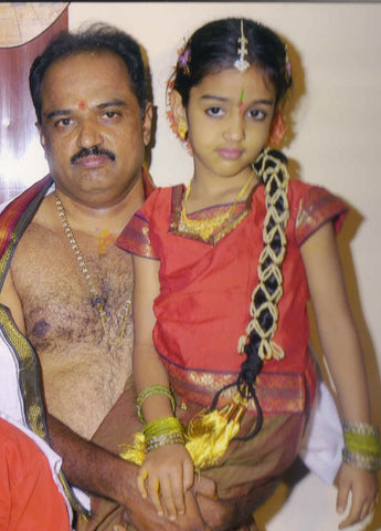 Papa Carrying Daughter in His Arms. Both are dressed in traditional Indian wear. Father’s Day 2022