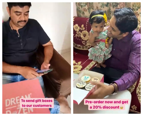Screenshots of Instagram Reels Showing Two Smiling Fathers Receiving Giftboxes from Their Children for Father's Day 2022