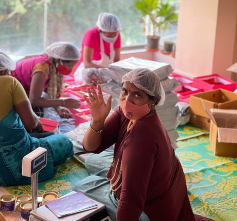 All-women team packing corporate hampers