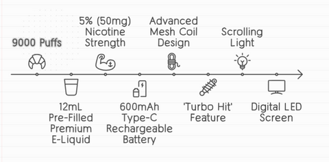 Mintopia 9000 Puffs Features List - Infographic