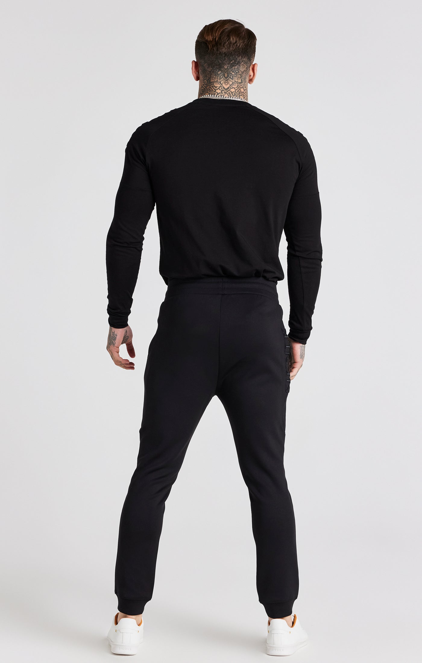 Load image into Gallery viewer, Black Embroidered Cuffed Track Pant (4)