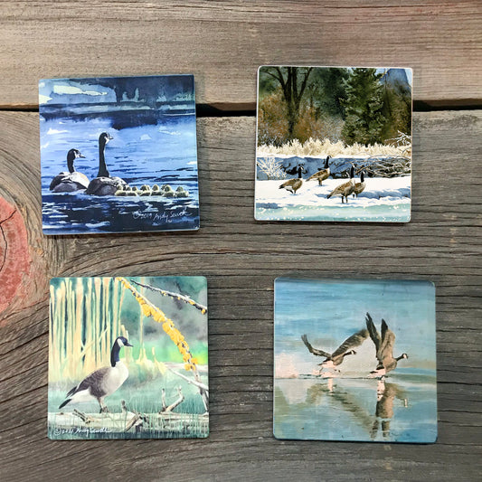 "Game Birds Waterfowl" themed coaster sets: 2 options, see below.