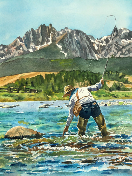 Fly Fisherman in the Rocky Mountains Fly Fishing Poster Fly Fishing Wall  Art Fly Fishing Prints Fly Fishing Art unframed 