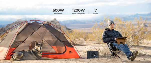 bluetti ac60 portable power station during camping