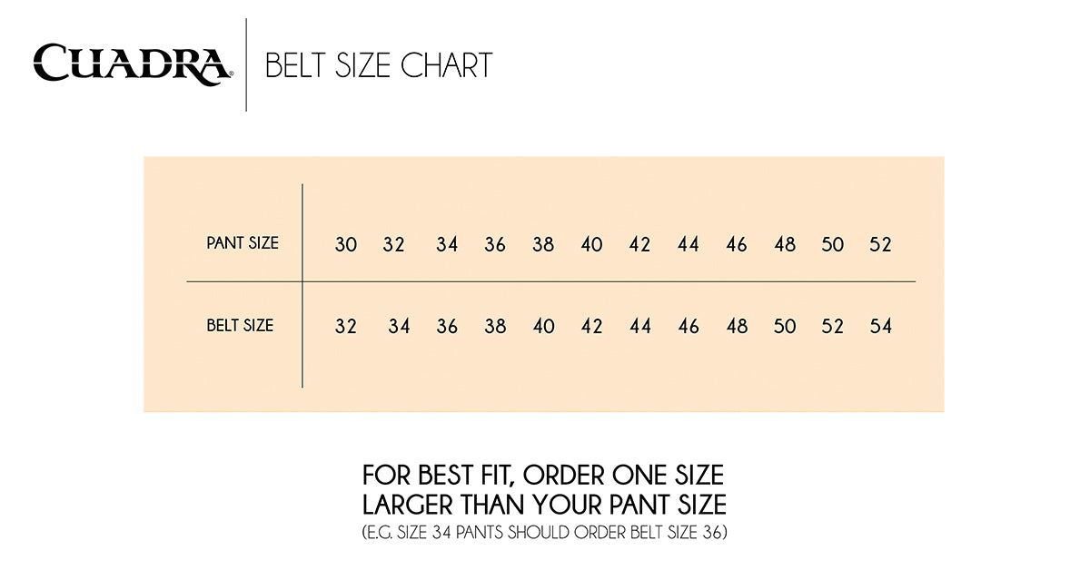 Girl and Ladies Belt size chart