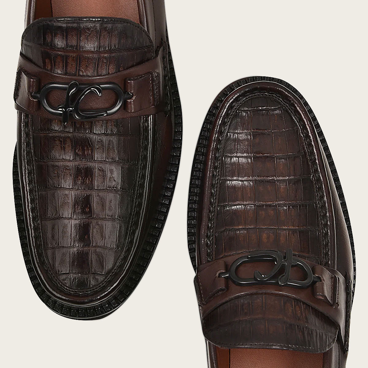 Brown Franco Cuadra loafer shoe for men in genuine cayman leather ...