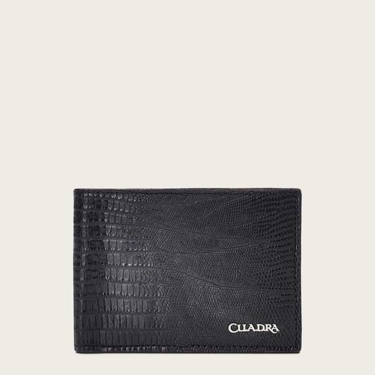 Handmade black bifold exotic leather wallet - B2910AL - Cuadra Shop