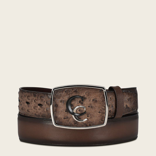 Hand-painted wine red exotic leather western belt with double metal insert  - CV496PH - Cuadra Shop