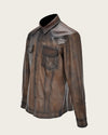 Camisole dark brown leather jacket