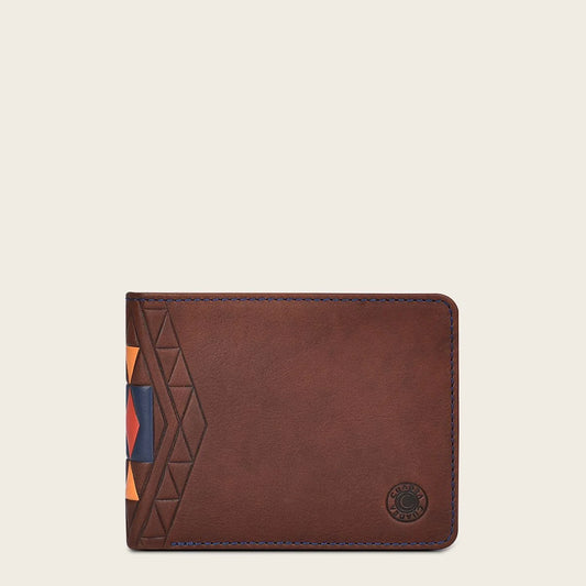 Brown leather women wallet, laser cut monogram - BD217RS - Cuadra Shop