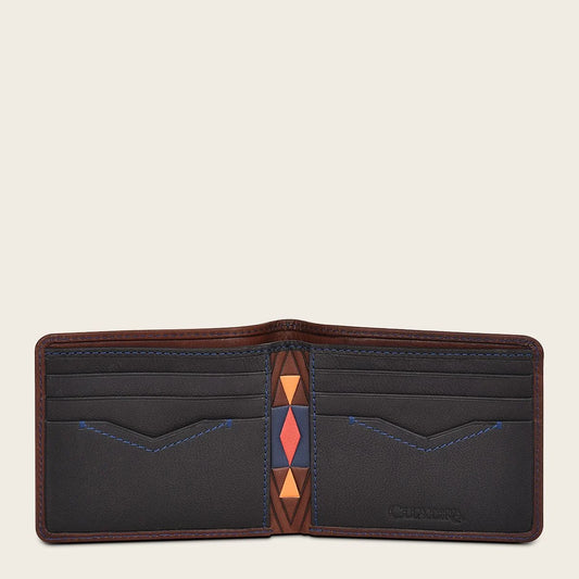 Brown leather women wallet, laser cut monogram - BD217RS - Cuadra Shop