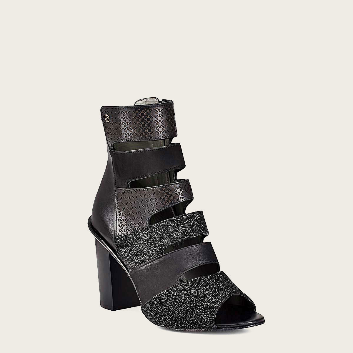 Black Franco Cuadra High heel sandal for women in genuine leather - 2A4MTVL  - Cuadra Shop