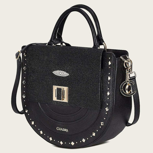 Black exotic leather crossbody bag - BOD0GMA - Cuadra Shop