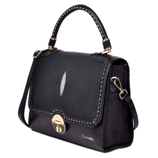 Black exotic leather handbag - BOD22MA - Cuadra Shop