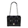 Black genuine exotic leather handbag with chain strap