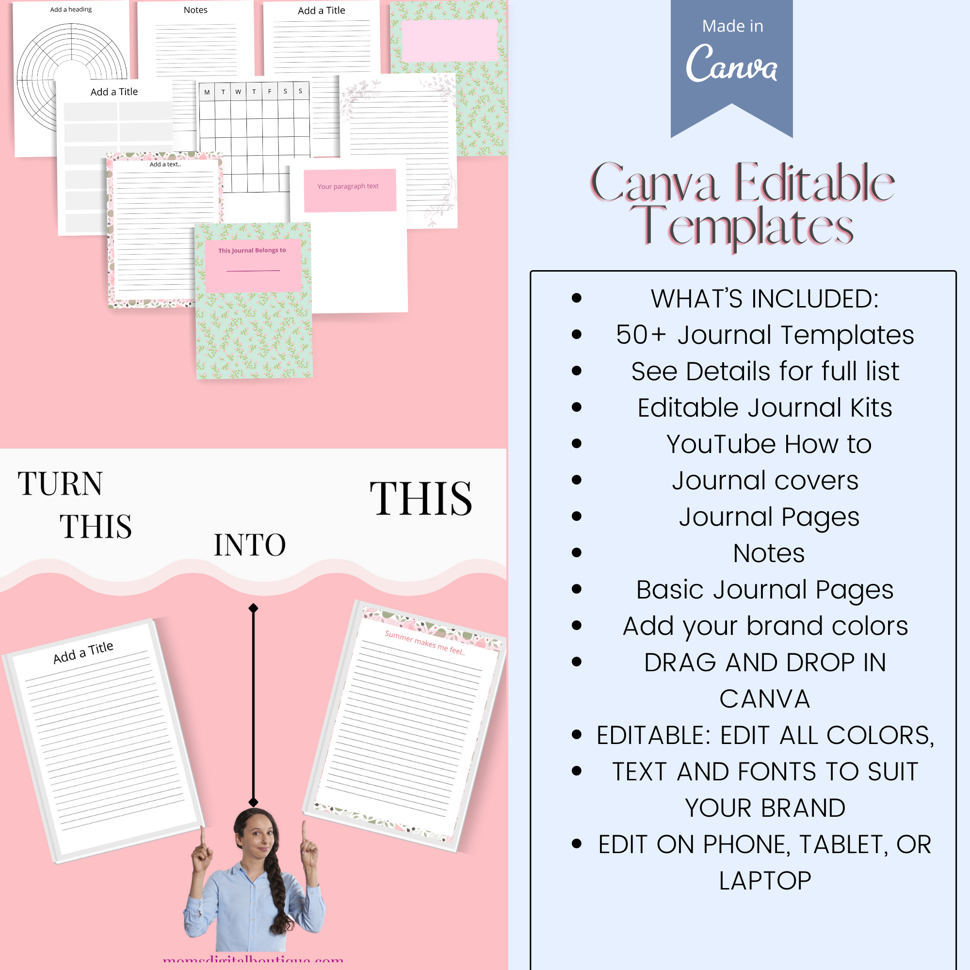 Commercial Use Journal Canva Editable Template} Edit in Canva and sell –  Mom's Digital Boutique