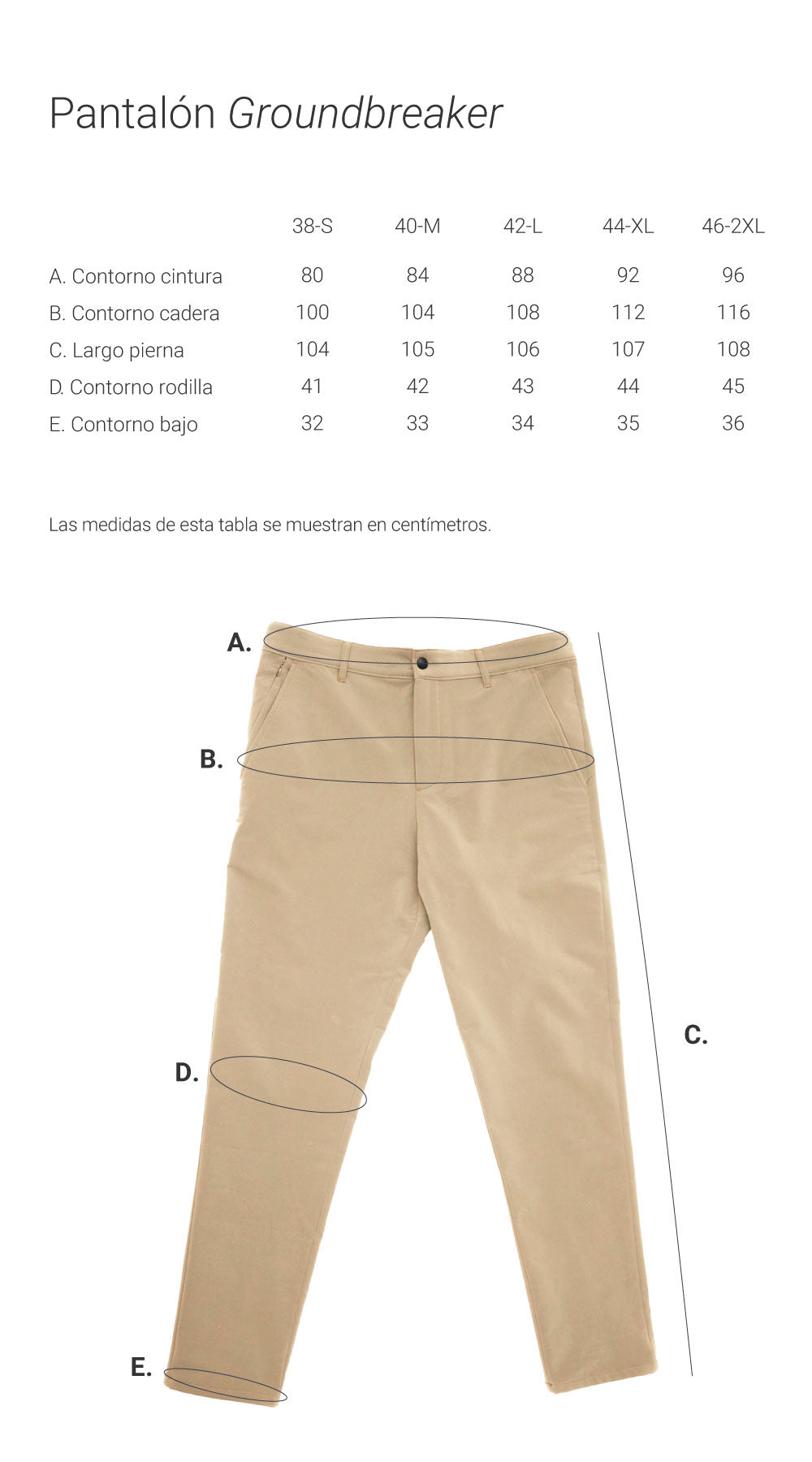 Guia de tallas - Pantalones Groundbraker – Sepiia