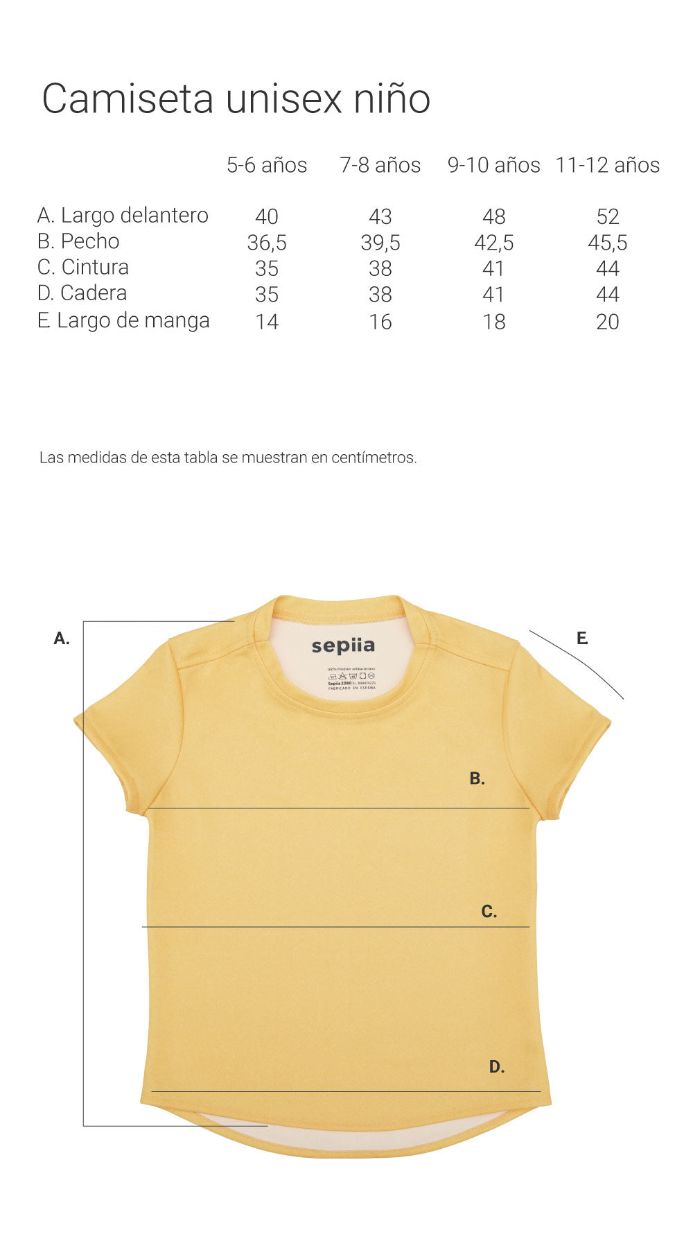 Guía de tallas Camisetas niños - Futshop21