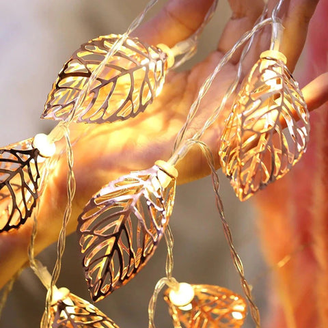 gold leaf string lights