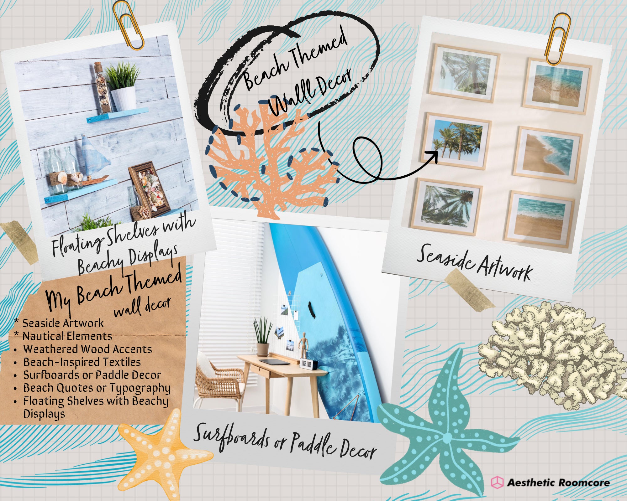 Beach Themed Wall Decor | Aesthetic Room Decor Ideas