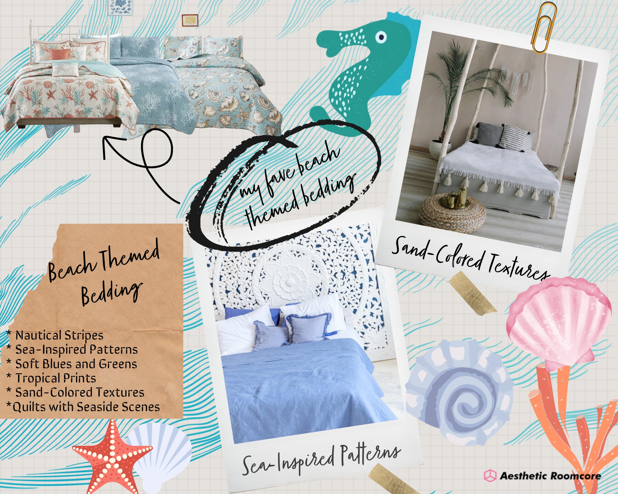 Beach Themed Bedding | Aesthetic Room Decor Ideas